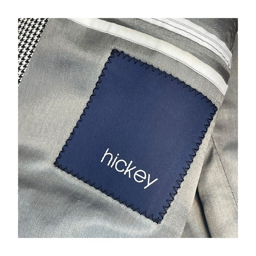 Hickey Freeman Addison Sport Coat Men's 42 X 35 Black White Houndstooth Classic - Picture 4 of 9